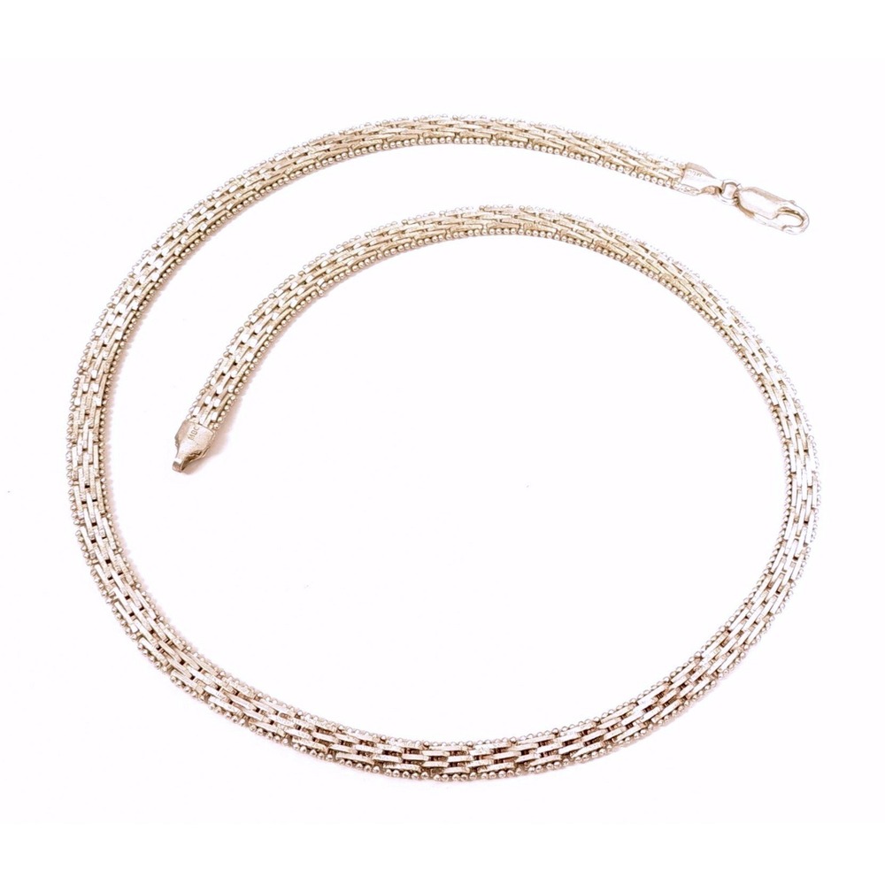 VTG‎ Sterling Silver Chain Milgrain Accent Chain Necklace*925 MBC ITALY*27g*18"